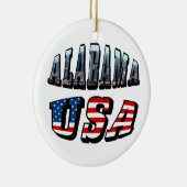 アラバマ写真&アメリカ国旗フォント セラミックオーナメント (右)