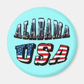 アラバマ写真&アメリカ国旗フォント マグネット (正面)