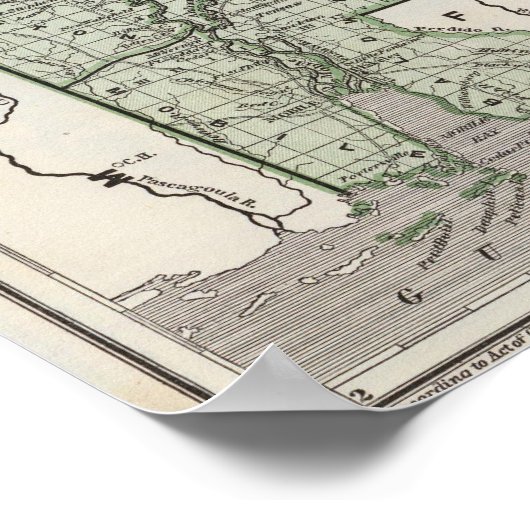 アラバマ地図 ポスター (角)