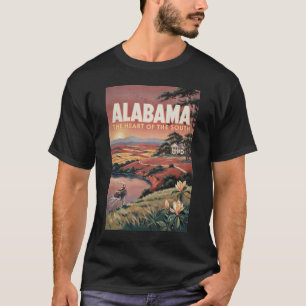 アラバマ川のボートイラスト旅行アートビンテージ Tシャツ