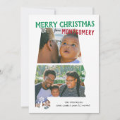アラバマ州からのメリークリスマス 二枚の写真入りクリスマスカード シーズンカード (正面)