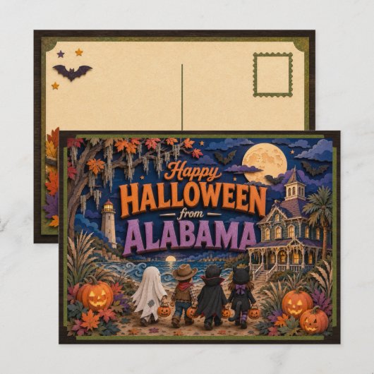 アラバマ州のこどもたちからハッピーハロウィン ポストカード (正面/裏面)