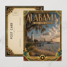 アラバマ州のアールデコ調の黄金時代のビンテージ風 ポストカード
