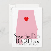 アラバマ州のカスタムカラー Save the Date 案内ポストカード (正面/裏面)