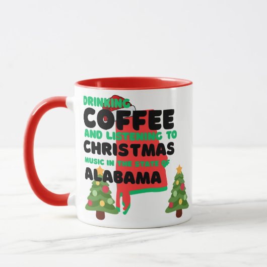 アラバマ州のクリスマスミュージックとコーヒー マグカップ (左)
