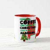 アラバマ州のクリスマスミュージックとコーヒー マグカップ (正面右)