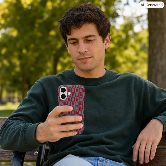 アラバマ州のシルエット市松模様 ディープ Case-Mate iPhoneケース