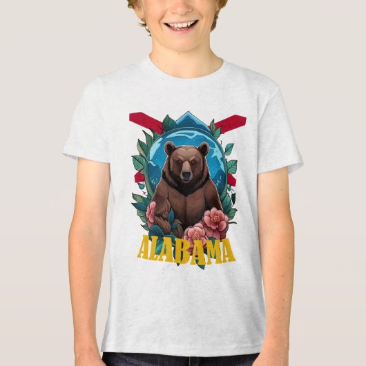 アラバマ州のツバキに囲まれた黒熊 トライブレンドＴシャツ (正面)