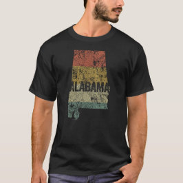 アラバマ州のディストレス加工クラシックなレトロな夕焼けカラー Tシャツ