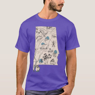 アラバマ州のビンテージ絵画地図 Tシャツ