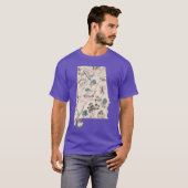 アラバマ州のビンテージ絵画地図 Tシャツ (正面フル)