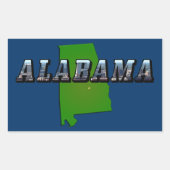 アラバマ州の地図の概要と写真文字 長方形シール (正面)