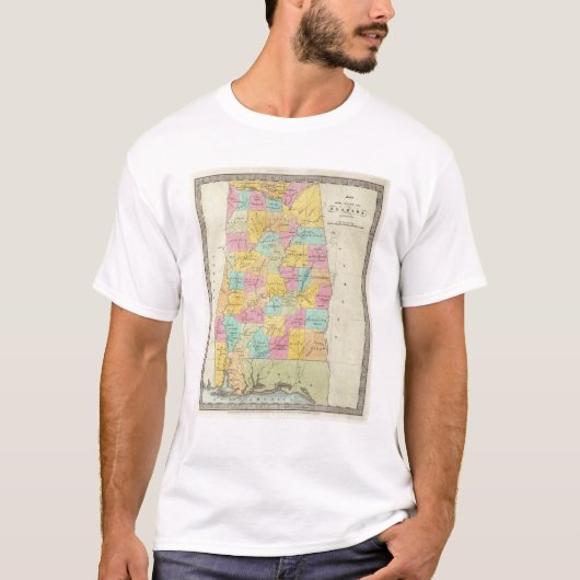 アラバマ州の地図 Tシャツ (正面)