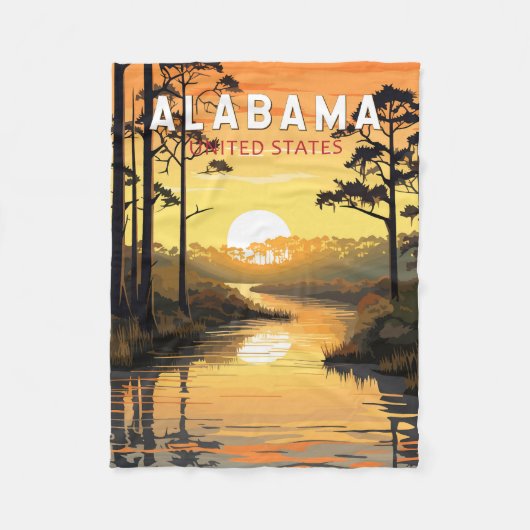 アラバマ州の旅アートヴィンテージ フリースブランケット (正面)