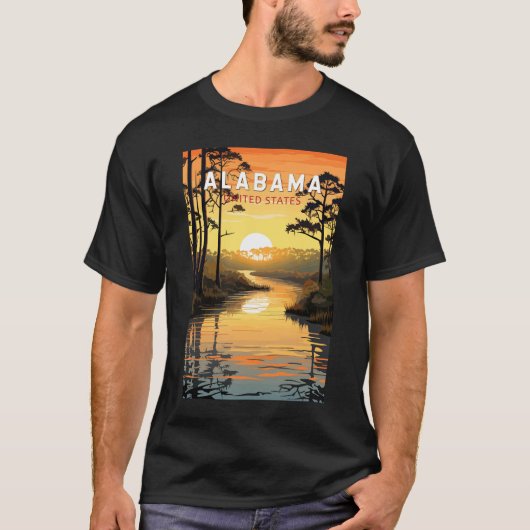 アラバマ州の旅アートヴィンテージ Tシャツ (正面)