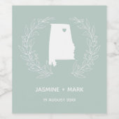 アラバマ州の結婚地図 ワインラベル (シングルラベル)