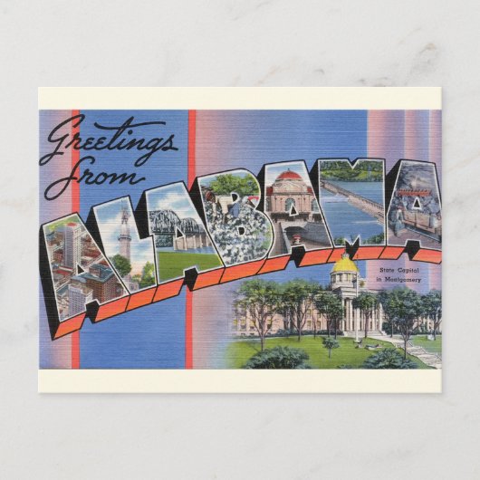 アラバマ州はがきからの大きな手紙の挨拶 ポストカード (正面)