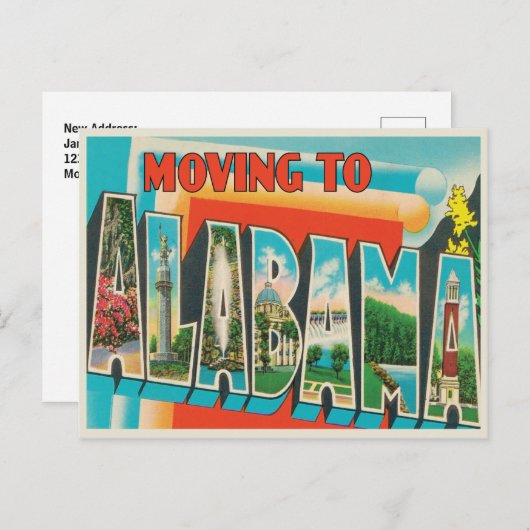 アラバマ州への移動ヴィンテージ所在地の変更 案内ポストカード (正面/裏面)