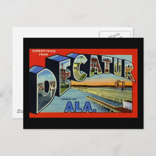 アラバマ州ディケーターより ポストカード (正面/裏面)