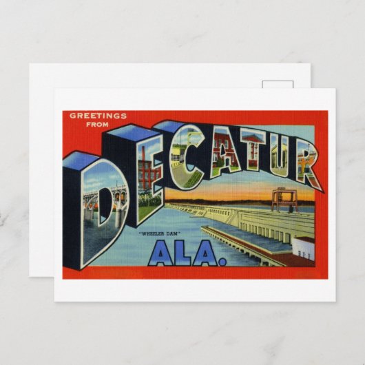 アラバマ州デカトールからのヴィンテージの挨拶 ポストカード (正面/裏面)