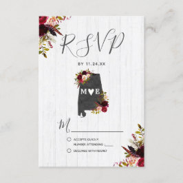 アラバマ州デスティネーションウェディング素朴RSVP 出欠カード