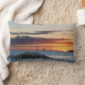 アラバマ州ドーフィン島ペリカンロックサンセット ランバークッション (ブランケット)