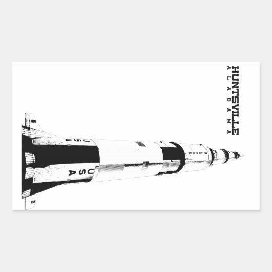 アラバマ州ハンツビルSaturn V Rocket 長方形シール (正面)