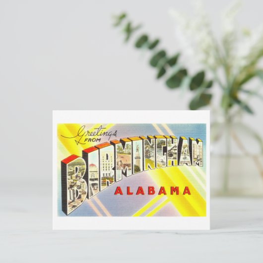アラバマ州バーミンガムからのヴィンテージの挨拶 ポストカード (スタンド正面)