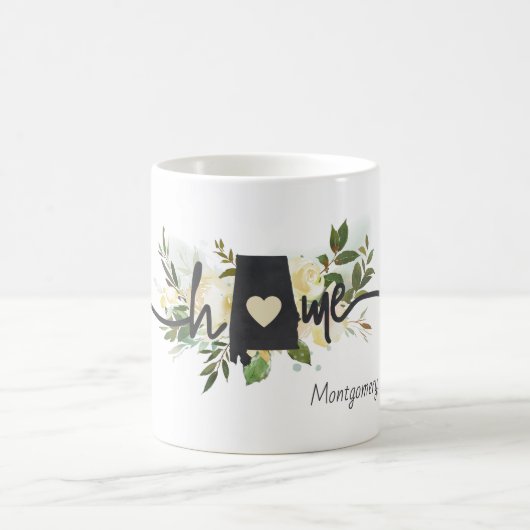 アラバマ州パーソナライズされたユアホームシティ素朴 コーヒーマグカップ (中央)