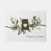 アラバマ州パーソナライズされたユアホームシティ素朴 ドアマット (正面)