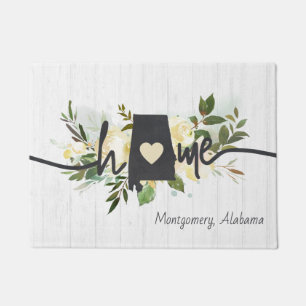 アラバマ州パーソナライズされたユアホームシティ素朴 ドアマット