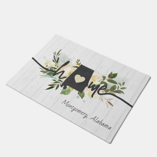 アラバマ州パーソナライズされたユアホームシティ素朴 ドアマット (アングル)