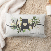 アラバマ州パーソナライズされたユアホームシティ素朴 ランバークッション (ブランケット)