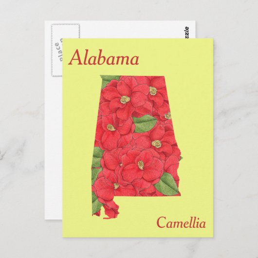 アラバマ州フラワーコラージュの地図 ポストカード (正面/裏面)