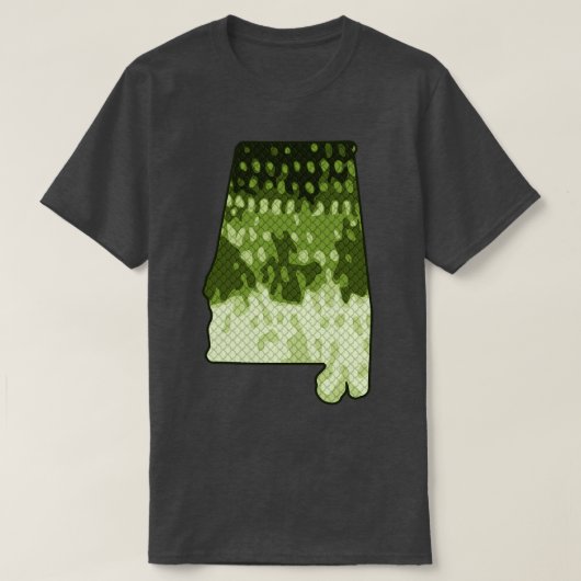 アラバマ州ベース魚釣りカラーパターンアート Tシャツ (デザイン正面)