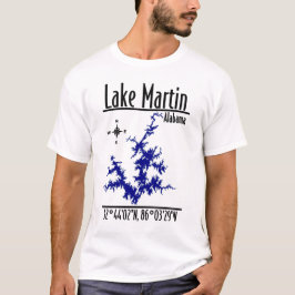 アラバマ州マーティン湖のブルーネイティカルマップ座標 Tシャツ