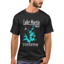 アラバマ州マーティン湖の航海地図座標Tシャツ