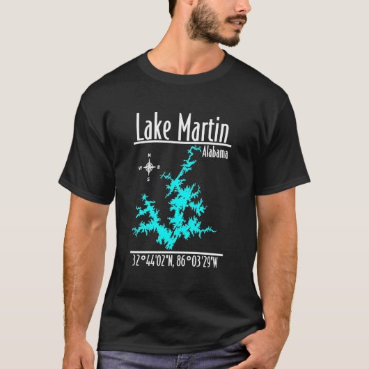 アラバマ州マーティン湖の航海地図座標Tシャツ Tシャツ (正面)