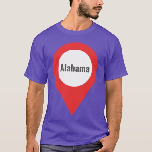 アラバマ州ロケーションタグ ピンク オーバーサイズ Tシャツ (正面)