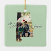 アラバマ州写真の挿入物と町名 セラミックオーナメント (裏面)