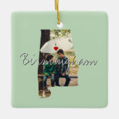 アラバマ州写真の挿入物と町名 セラミックオーナメント (正面)