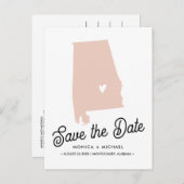 アラバマ州地図 デスティネーション ウェディング - どんな色でもOK! 案内ポストカード (正面/裏面)