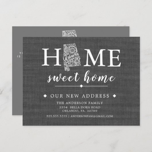 アラバマ州引越しのお知らせポストカード 案内ポストカード (正面/裏面)