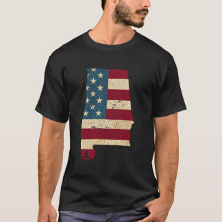 アラバマ州愛国アメリカ国旗デザイン Tシャツ