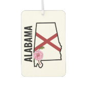 アラバマ州旗とフラワー椿 カーエアーフレッシュナー (正面)