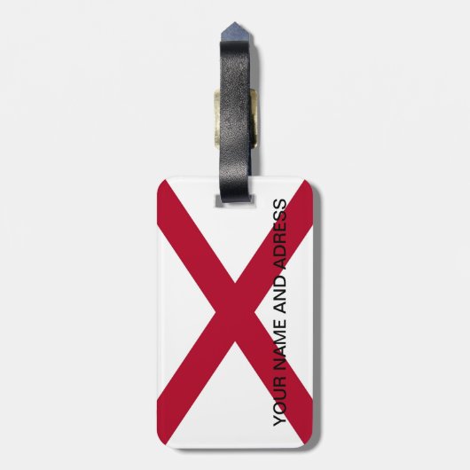 アラバマ州旗の付いた荷札 ラゲッジタグ (裏面縦)