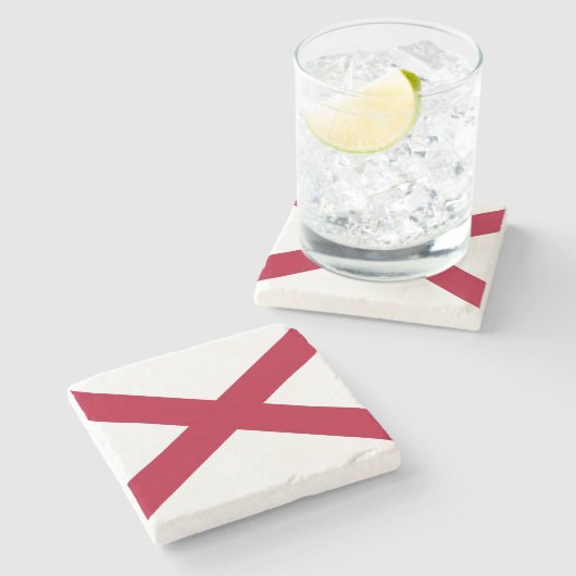 アラバマ州旗を持つ愛国的な石コースター ストーンコースター (横)