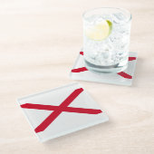 アラバマ州旗デザインデコール ガラスコースター (アングル)