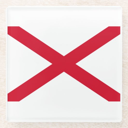 アラバマ州旗デザインデコール ガラスコースター (正面)