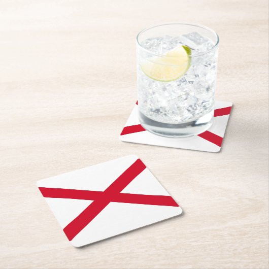 アラバマ州旗デザイン スクエアペーパーコースター (インサイチュ)